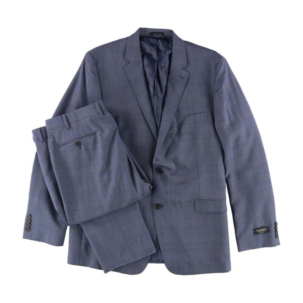 Ralph Lauren Mens Premium Performance Two Button Formal Suit, Blue, 42, 36W x...